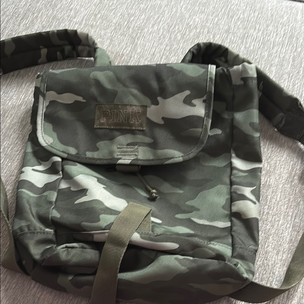 PINK Victoria's Secret Olive Green Camo Flap Backpack